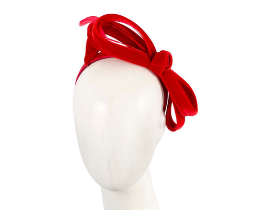 Red velvet bow racing fascinator by Max Alexander-0