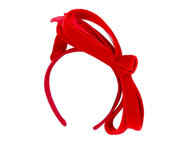 Red velvet bow racing fascinator by Max Alexander-1