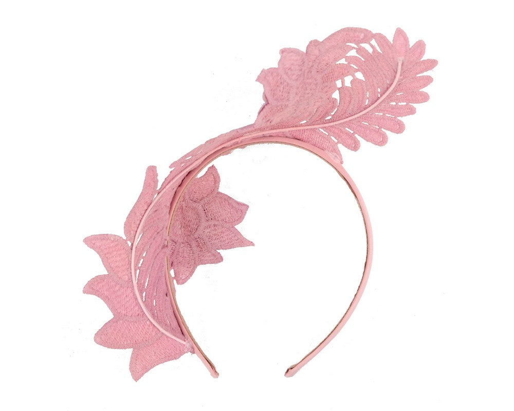 Elegant Dusty Pink Lace Fascinator by Max Alexander-3