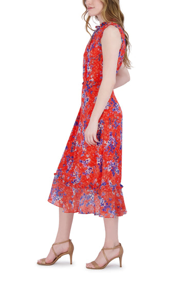 Julia Jordan Ruffle Neck Sleeveless Hem Midi Fit & Flare Back Zipper Dress-1