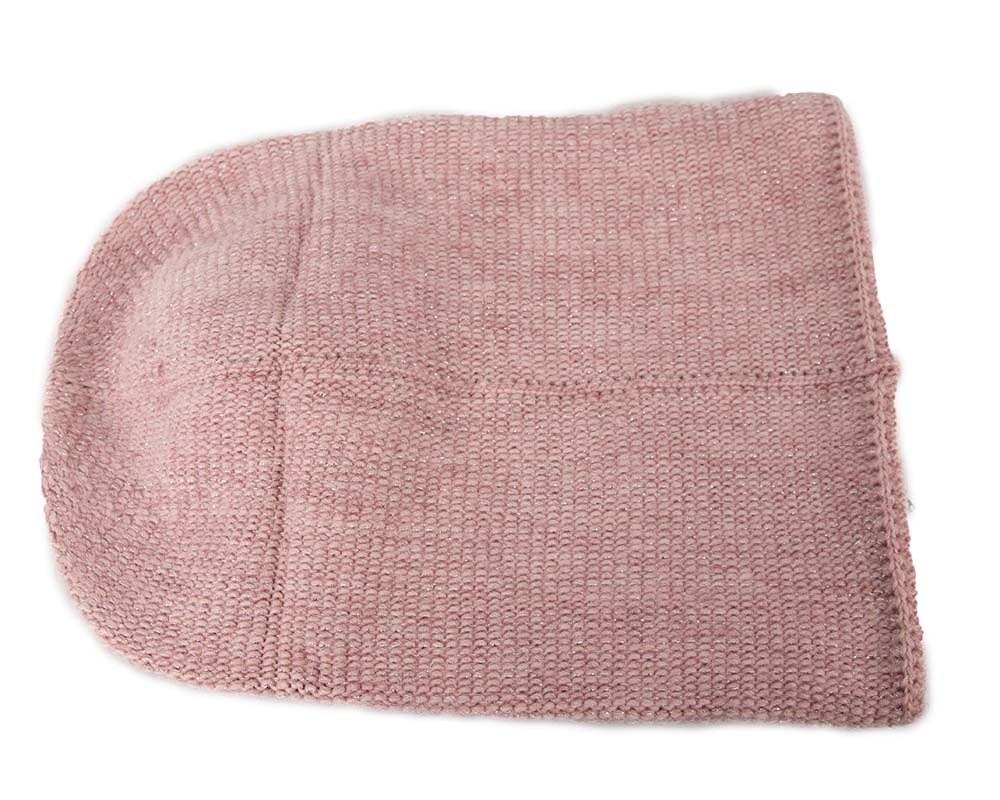 European made woven dusty pink beanie-4