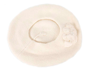 European made woven cream beret