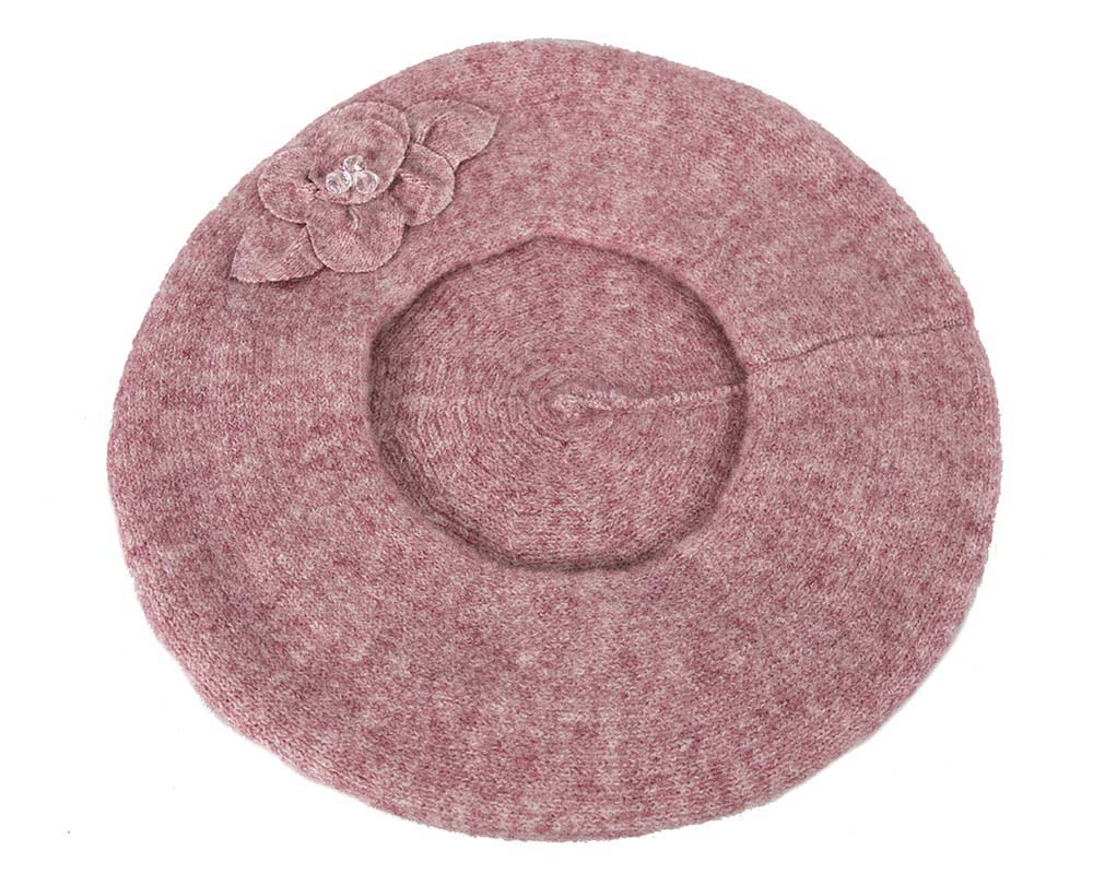 European made woven dusty pink beret