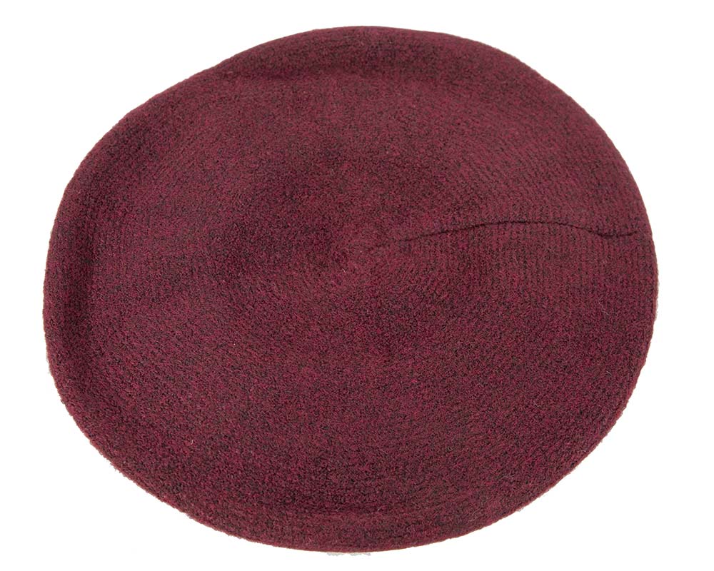 European made woven burgundy wine beret