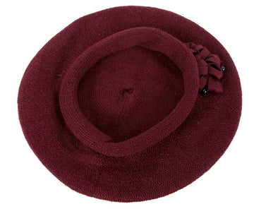 Woolen woven plum beret by Max Alexander