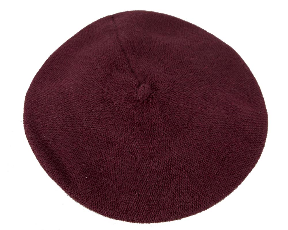 Woolen woven plum beret by Max Alexander