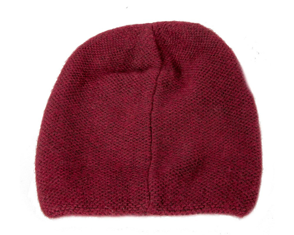 Warm European made woven burgundy beanie-3
