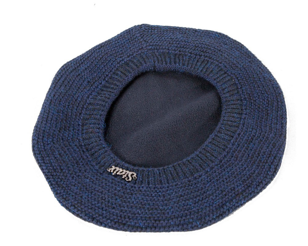 Classic crocheted navy beret by Max Alexander