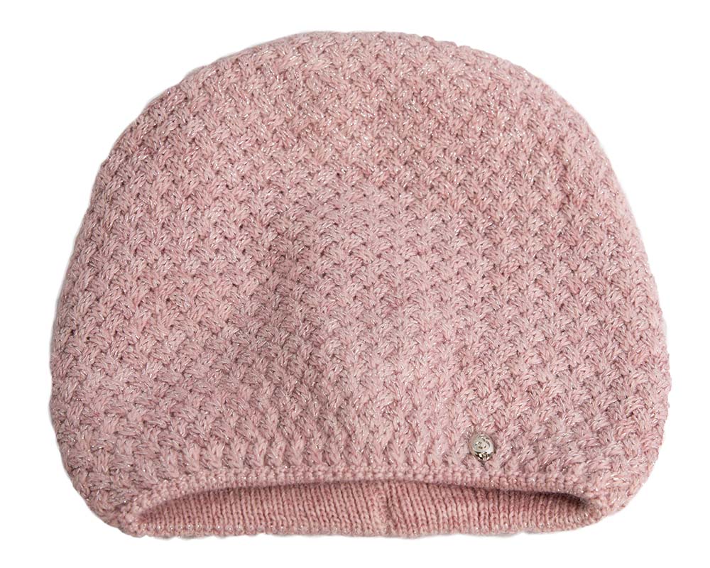 European made crocheted dusty pink beanie