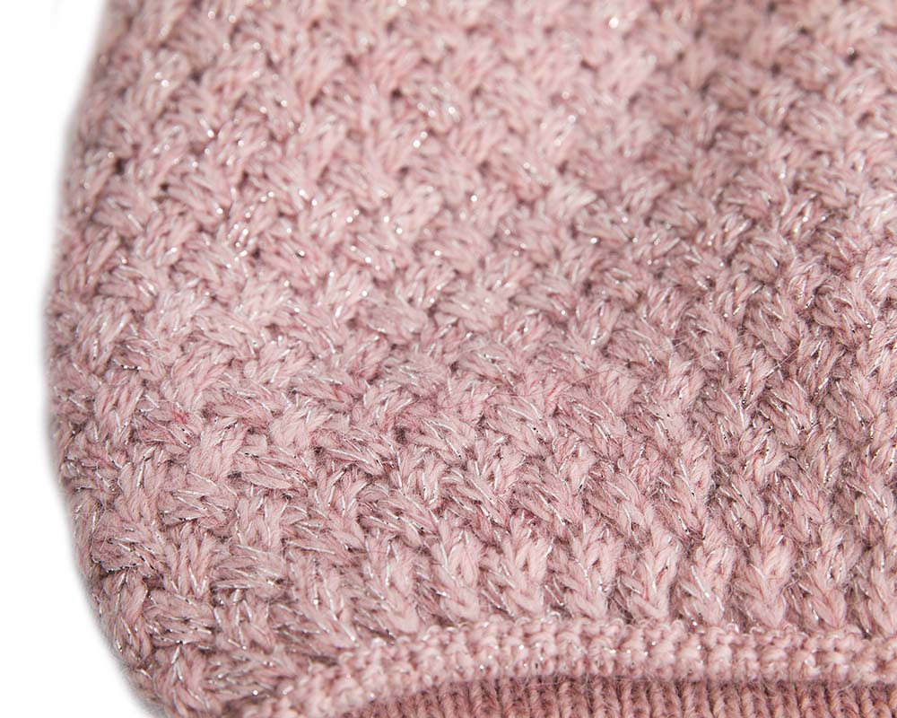 European made crocheted dusty pink beanie