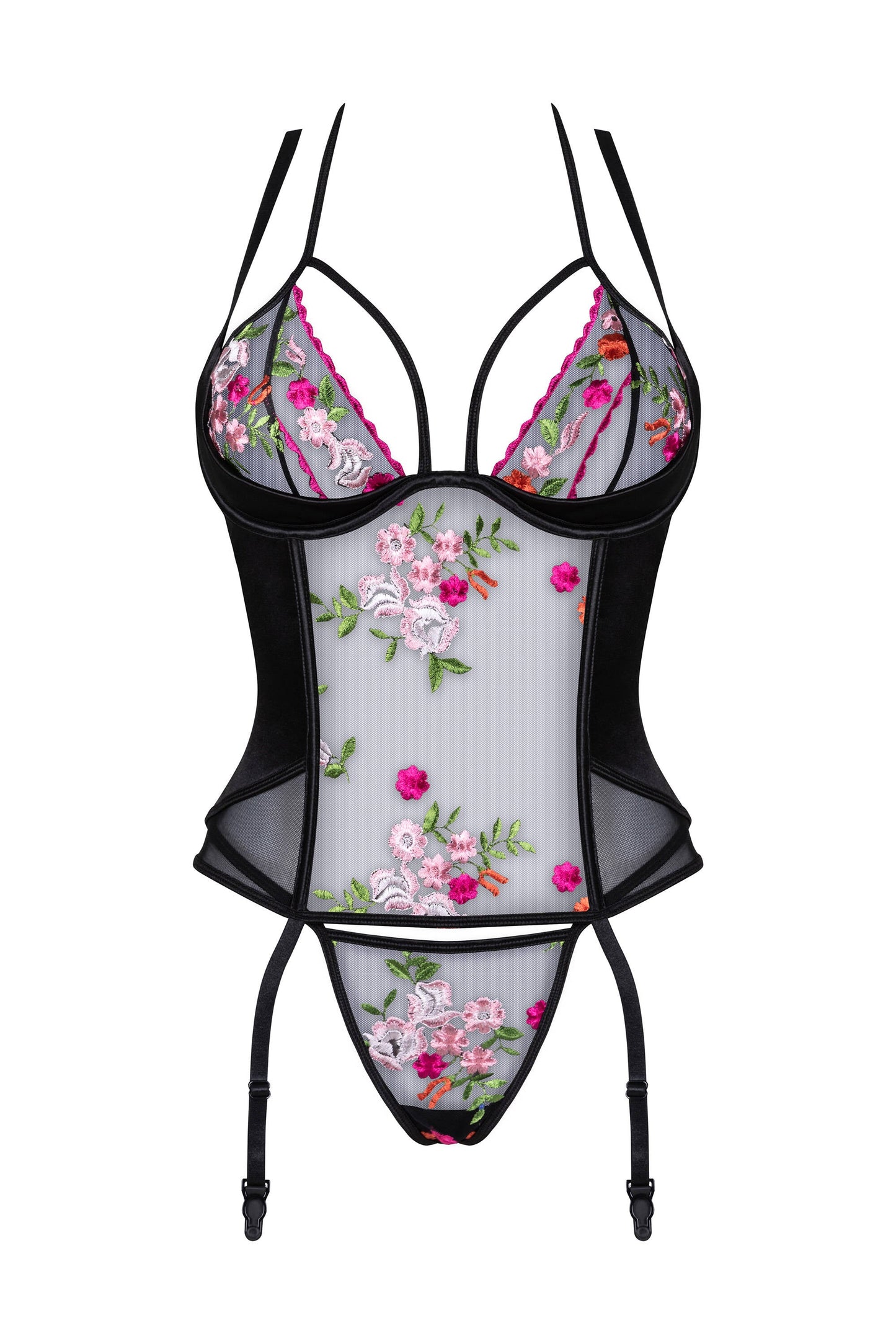 Sheer Floral Embroidery Corset Beauty Night Joanna-4