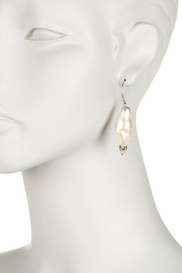 Jumbo Chinese Freshwater Baroque Pearl Earrings-Sparkle One of a kind-003-1