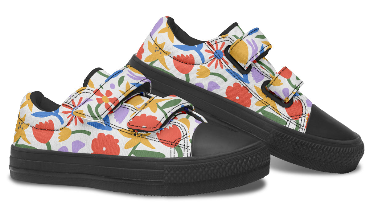 Kids Shoes Low Tops Abstract Flowers-2
