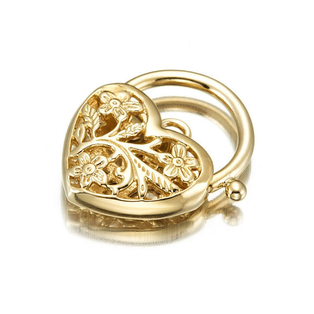 Classic 18ct Heavy Yellow Gold Plated Filigree Heart Locket - USA Made-0