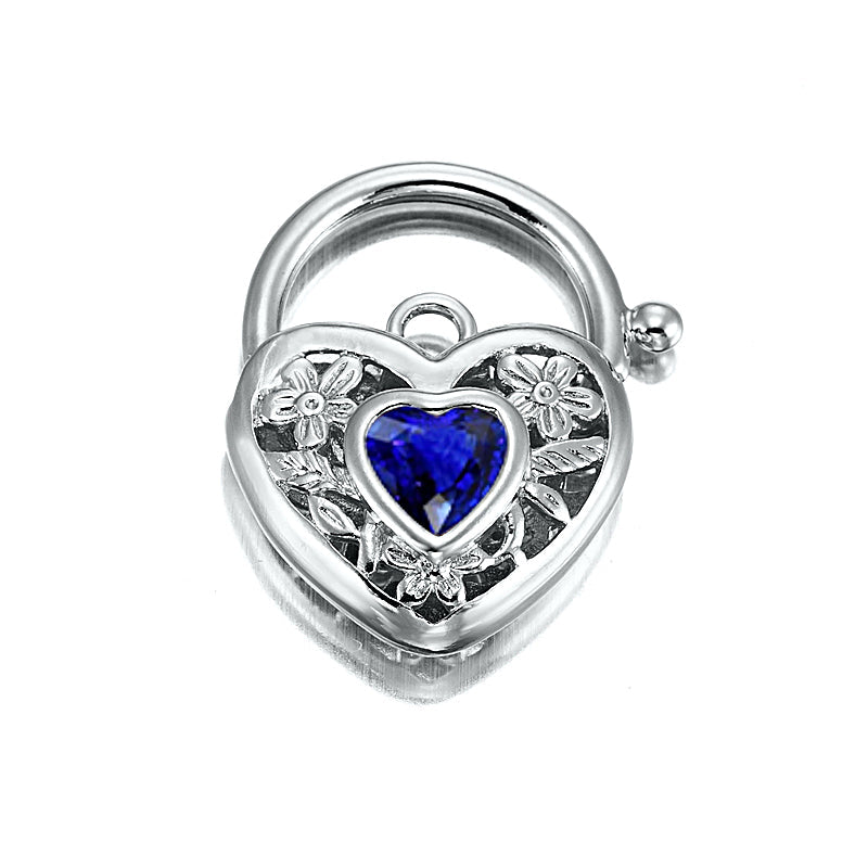 925 Sterling Silver Plated Dark Blue Filigree Heart Locket - USA Made-3