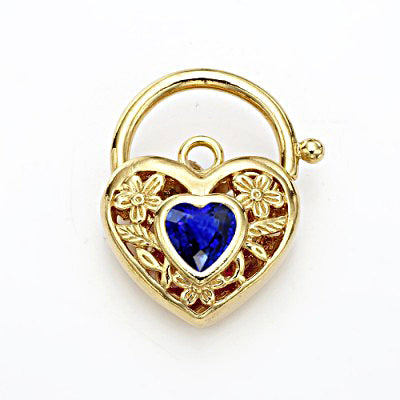 18ct Heavy Yellow Gold Plated Dark Blue Filigree Heart Locket - USA Made-2