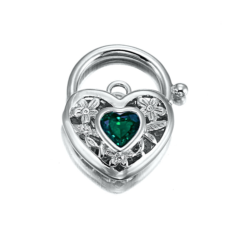925 Sterling Silver Plated Green Filigree Heart Locket - USA Made-3