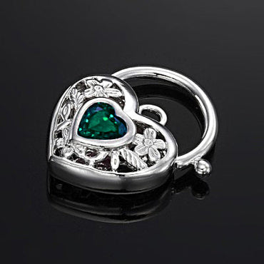 925 Sterling Silver Plated Green Filigree Heart Locket - USA Made-1