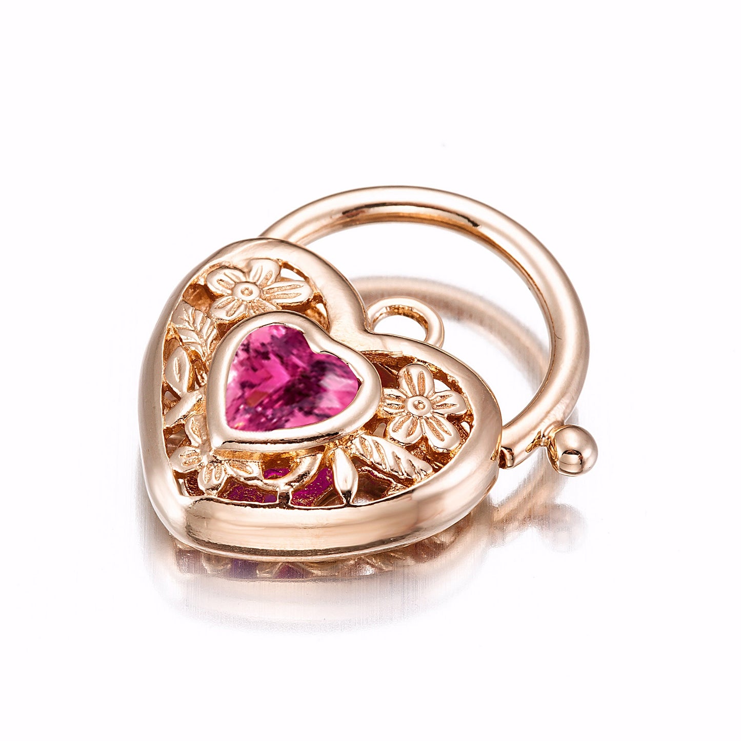 18ct Heavy Rose Gold Plated Pink Filigree Heart Locket - USA Made-0