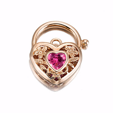 18ct Heavy Rose Gold Plated Pink Filigree Heart Locket - USA Made-1