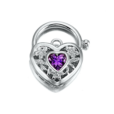 925 Sterling Silver Plated Purple Filigree Heart Locket - USA Made-1