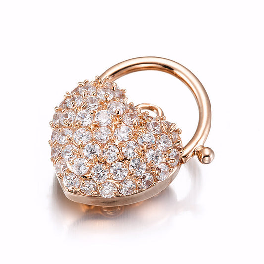 18ct Heavy Rose Gold Plated Crystal Heart Locket - USA Made-0