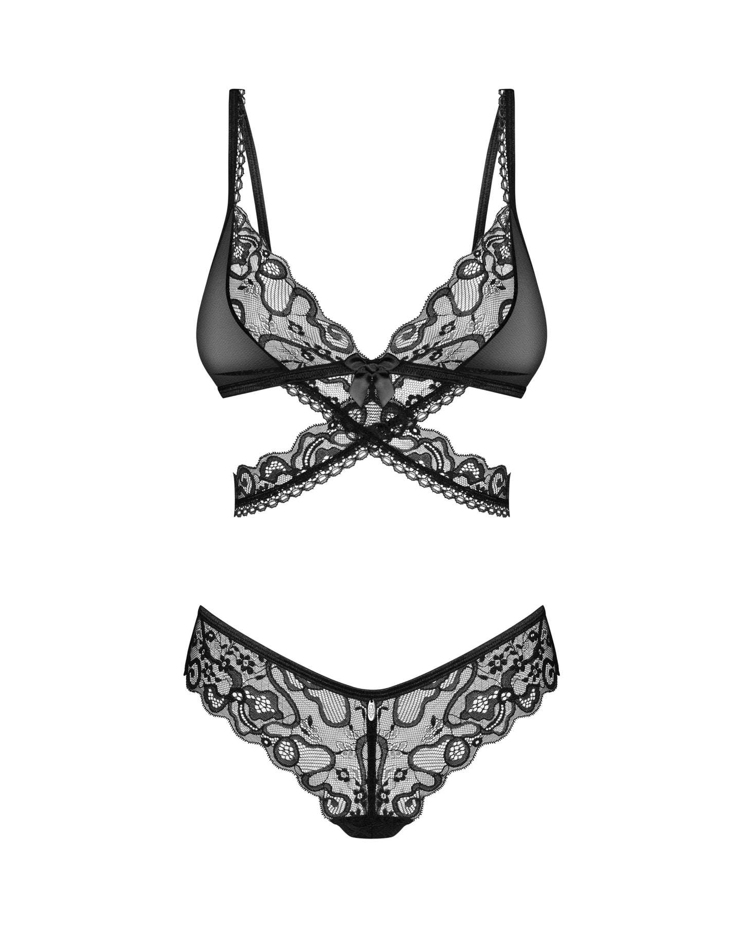 Soft Lace Bra & Sheer Thong Set Obsessive Blomentis-3