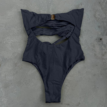 Laurice Black Seashore Textured One Piece Swimsuit-1