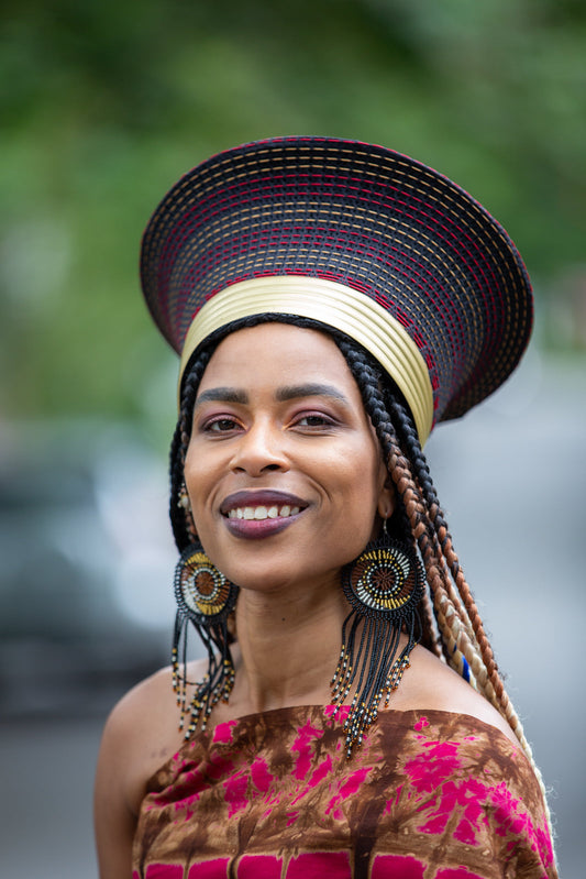 Zulu Narrow Basket Hat with Removable Gold Band - Various Colors | Handmade in South Africa-0