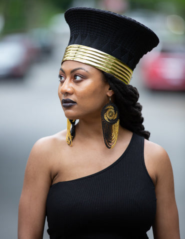 Zulu Narrow Basket Hat with Removable Gold Band - Various Colors | Handmade in South Africa-1