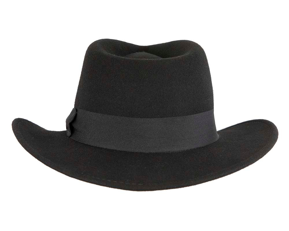 Unisex Black Fedora Felt Wide Brim Hat