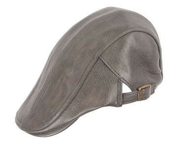 Dark grey leather flat cap by Max Alexander-1