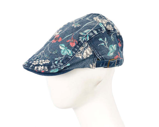 Classic denim flat cap with print by Max Alexander