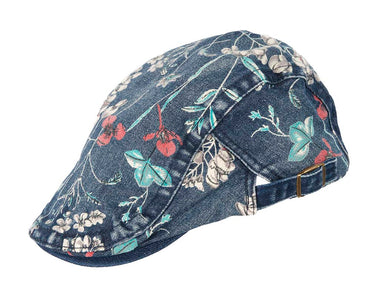 Classic denim flat cap with print by Max Alexander