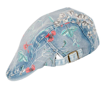 Classic denim flat cap with print by Max Alexander