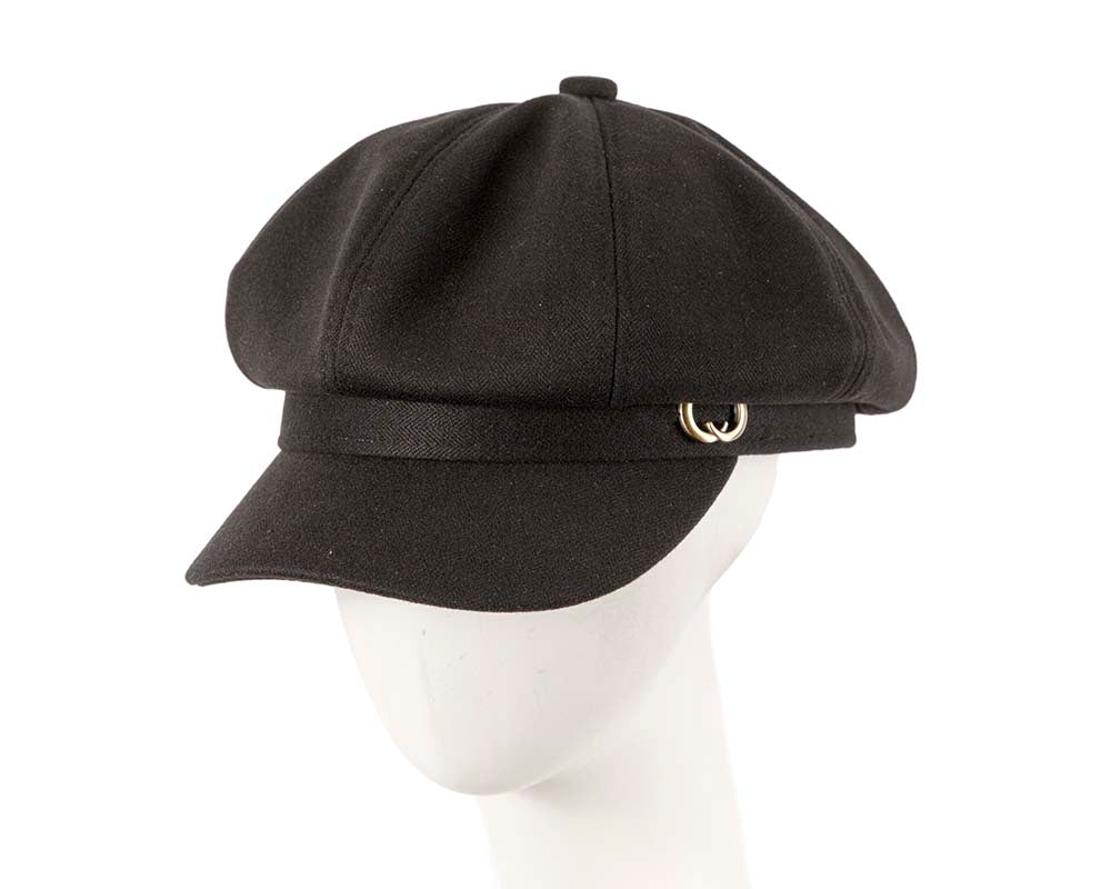 Soft black newsboy cap by Max Alexander