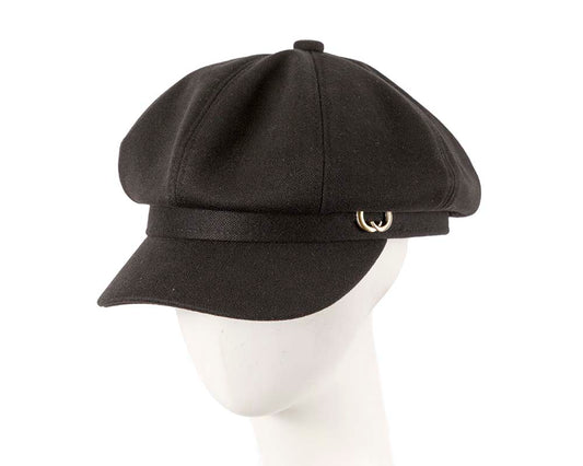 Soft black newsboy cap by Max Alexander