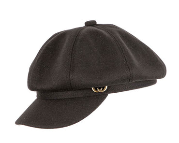 Soft black newsboy cap by Max Alexander