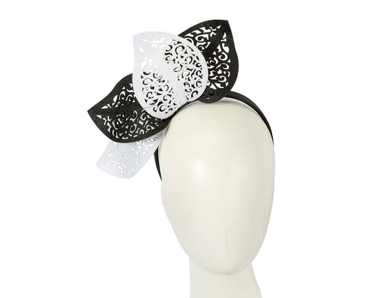 Modern black & white racing fascinator by Max Alexander