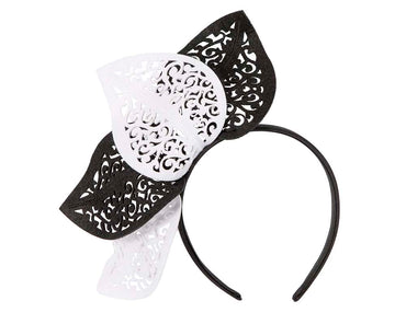 Modern black & white racing fascinator by Max Alexander