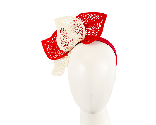 Modern red & cream racing fascinator by Max Alexander