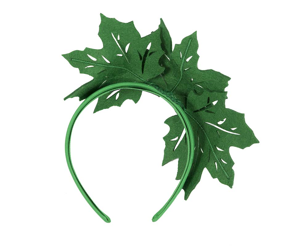Green laser cut maple leafs on headband-3
