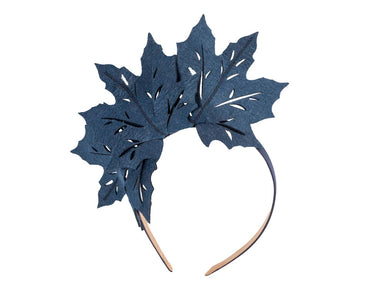 Navy laser cut maple leafs on headband