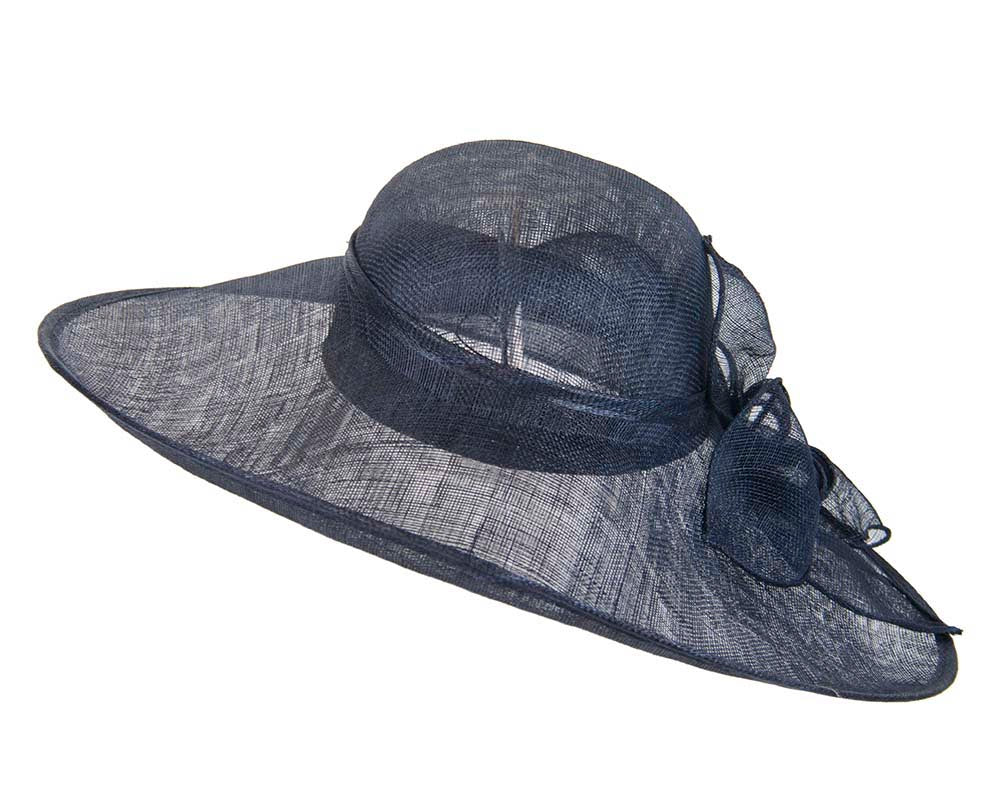 Navy wide brim racing fashion hat by Max Alexander-2