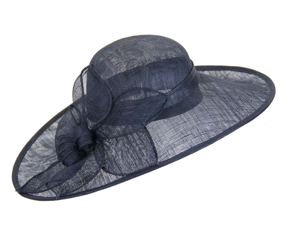 Navy wide brim racing fashion hat by Max Alexander-1