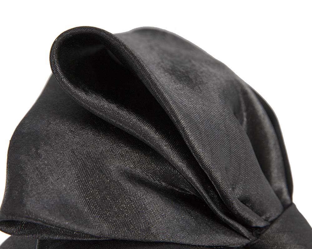 Black satin fascinator with big bow by Max Alexander