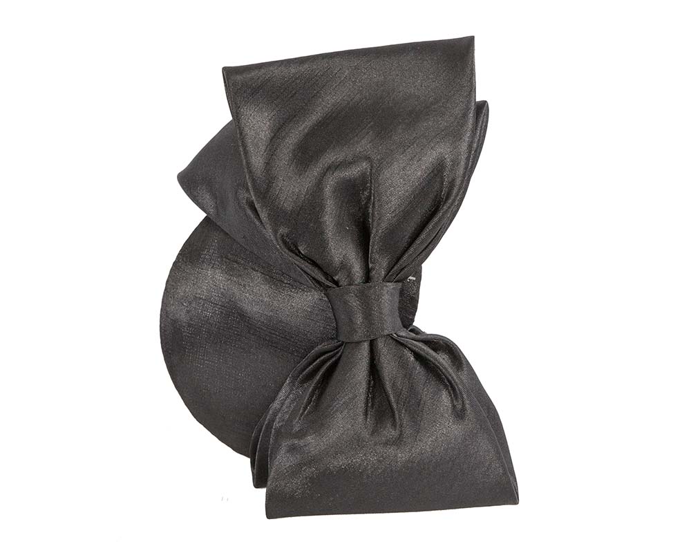 Black satin fascinator with big bow by Max Alexander