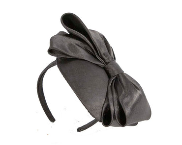 Black satin fascinator with big bow by Max Alexander