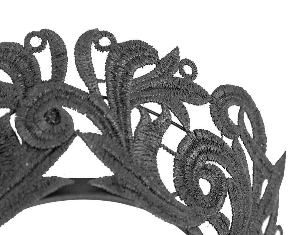 Modern black crown racing fascinator by Max Alexander