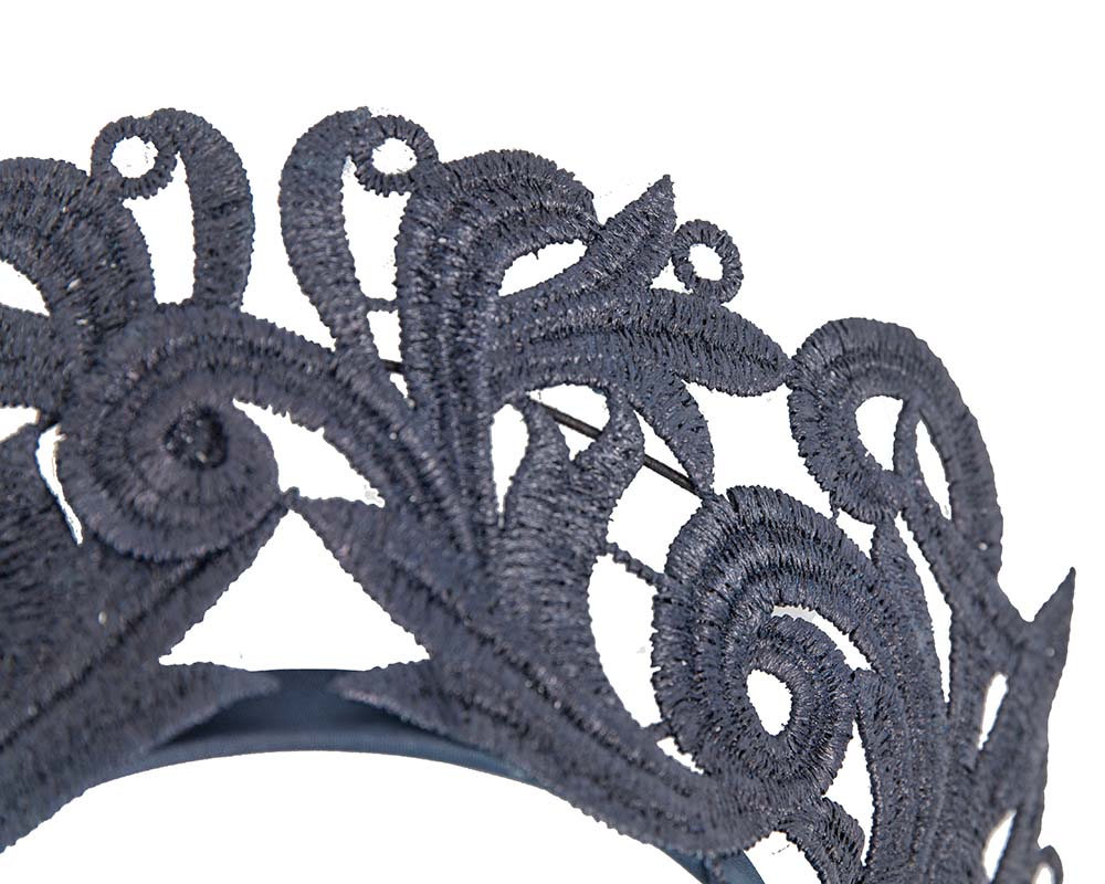 Modern navy crown racing fascinator by Max Alexander